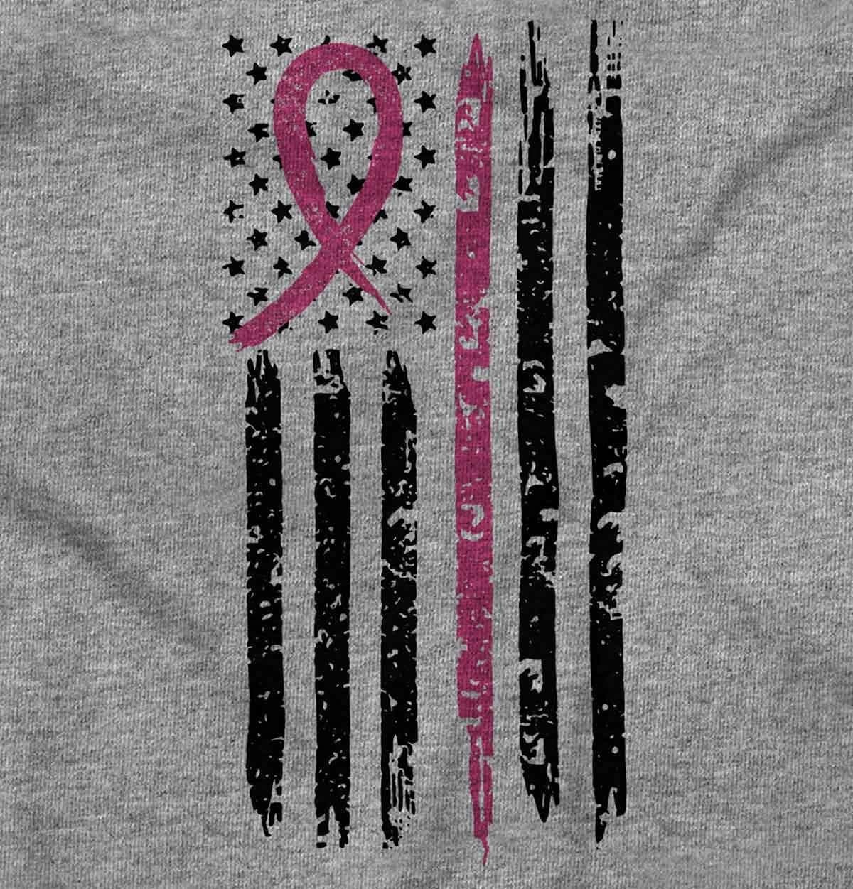 image:imageBrisco Brands Breast Cancer Pink Line American Flag Hoodie Sweatshirt Women MenSport Grey