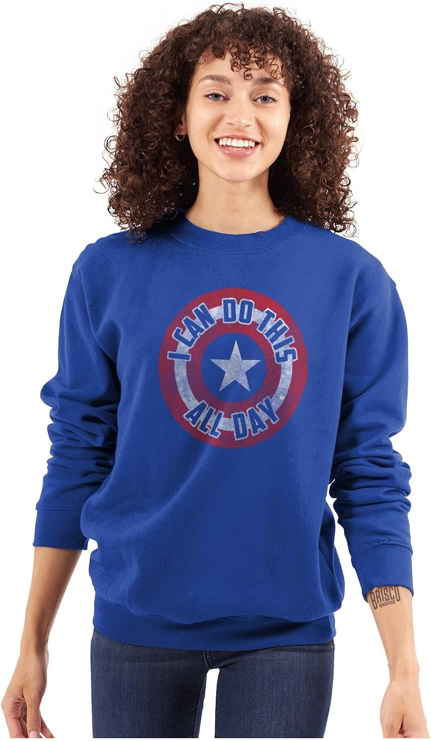 image:imageBrisco Brands I Can Do This All Day Star Shield Sweatshirt for Men or WomenRoyal