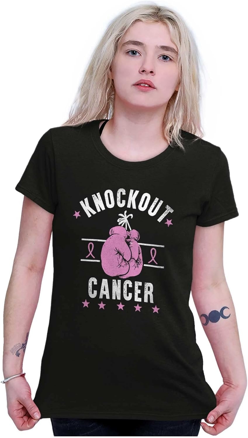 image:imageBrisco Brands Knockout Breast Cancer Womens Slim Fit Graphic TeeBlack