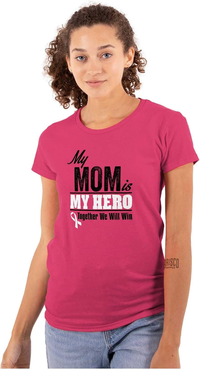 image:imageBrisco Brands My Mom My Hero Together We Will Win Womens Slim Fit Graphic Tee Heliconia