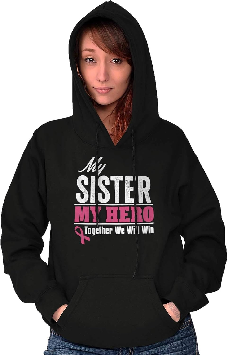 image:imageBrisco Brands My Sister My Hero Together We Win Hoodie Sweatshirt WomenBlack