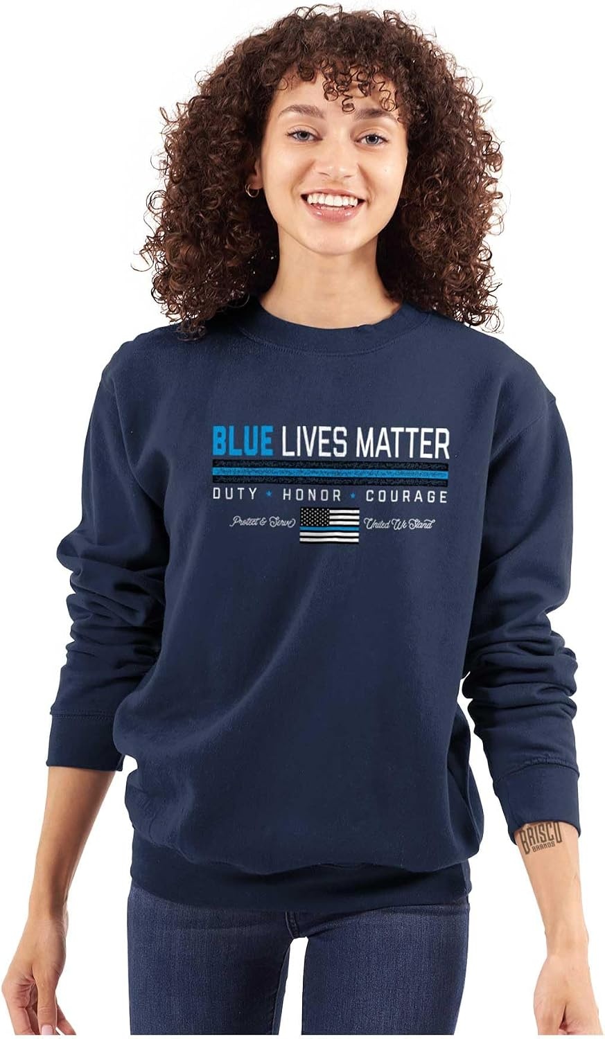 image:imageBrisco Brands Thin Blue Line Lives Matter Police Sweatshirt for Men or WomenNavy