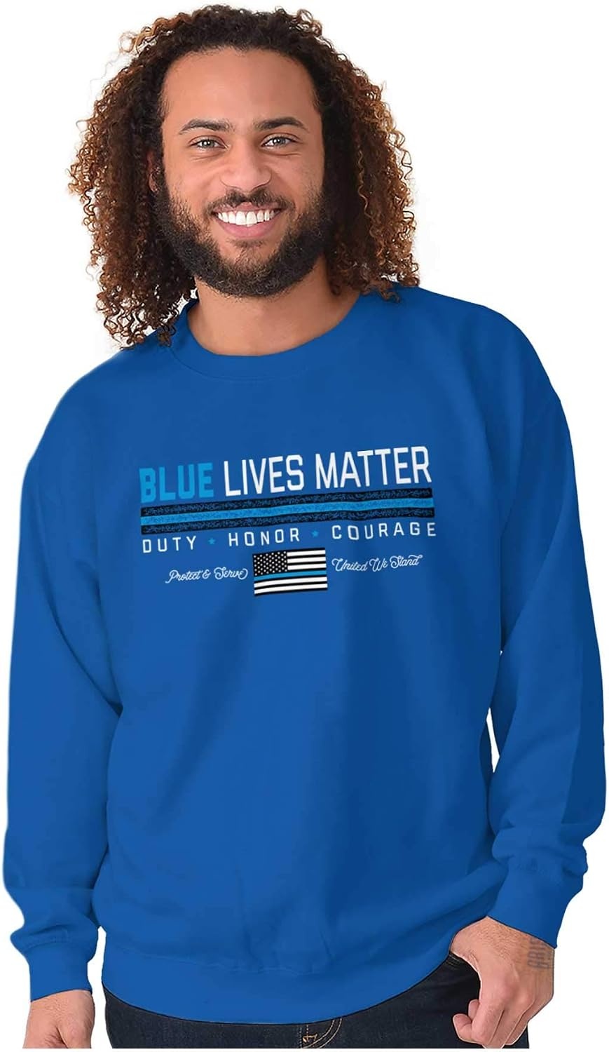 image:imageBrisco Brands Thin Blue Line Lives Matter Police Sweatshirt for Men or WomenRoyal