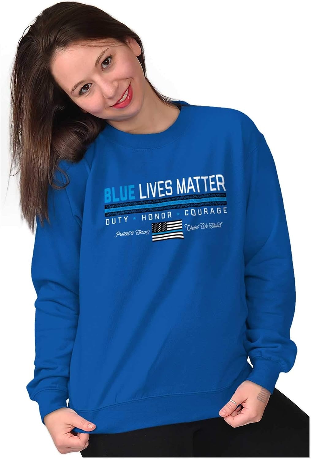 image:imageBrisco Brands Thin Blue Line Lives Matter Police Sweatshirt for Men or WomenRoyal