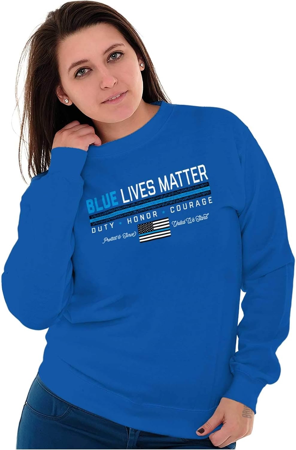 image:imageBrisco Brands Thin Blue Line Lives Matter Police Sweatshirt for Men or WomenRoyal