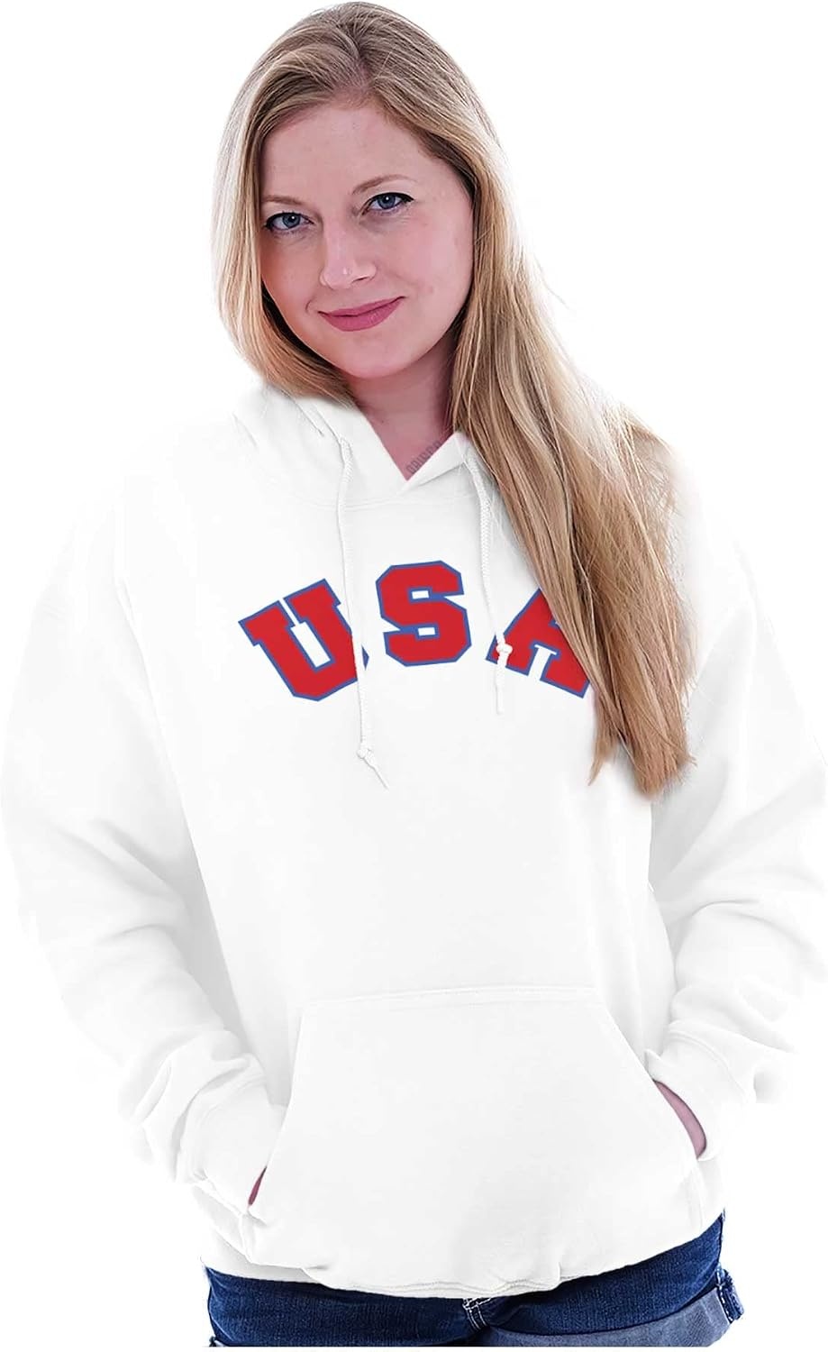 image:imageBrisco Brands USA United States Patriotic 4th July Hoodie Sweatshirt Women MenWhite