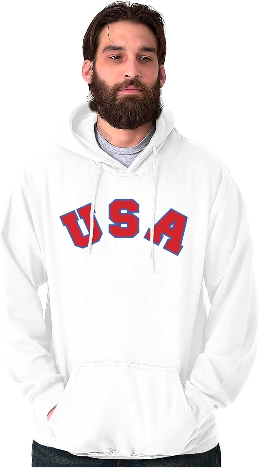 image:imageBrisco Brands USA United States Patriotic 4th July Hoodie Sweatshirt Women MenWhite