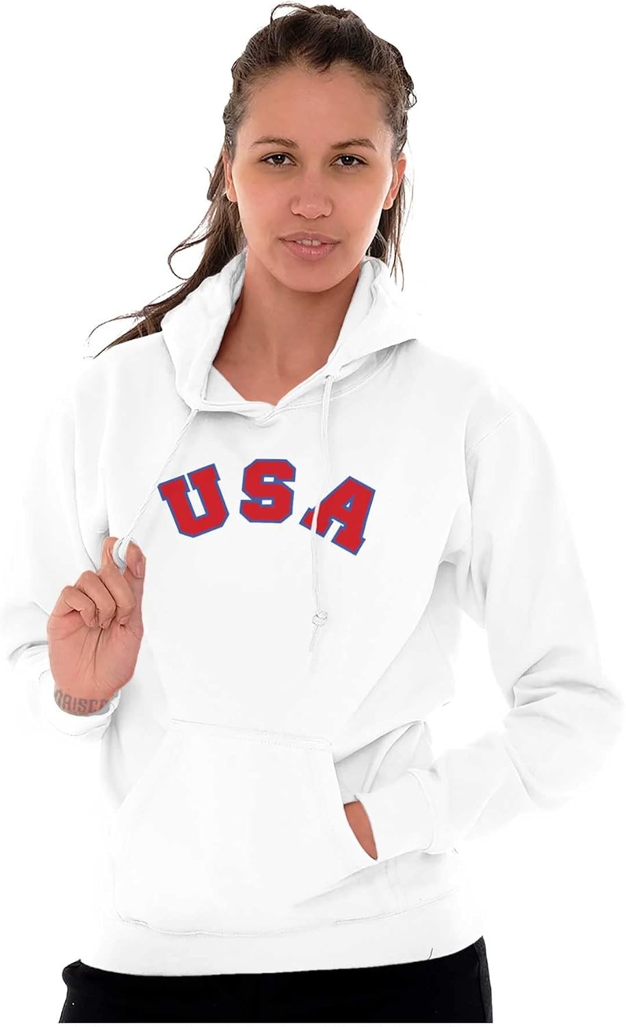 image:imageBrisco Brands USA United States Patriotic 4th July Hoodie Sweatshirt Women MenWhite