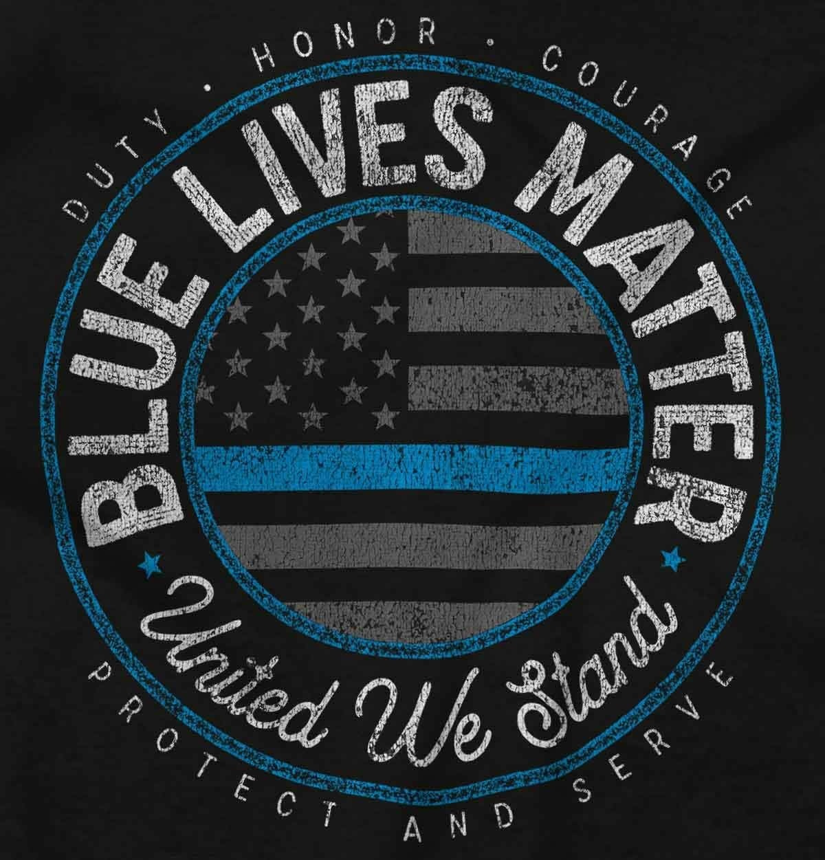 image:imageBrisco Brands United We Stand Blue Line USA Flag Sweatshirt for Men or WomenBlack
