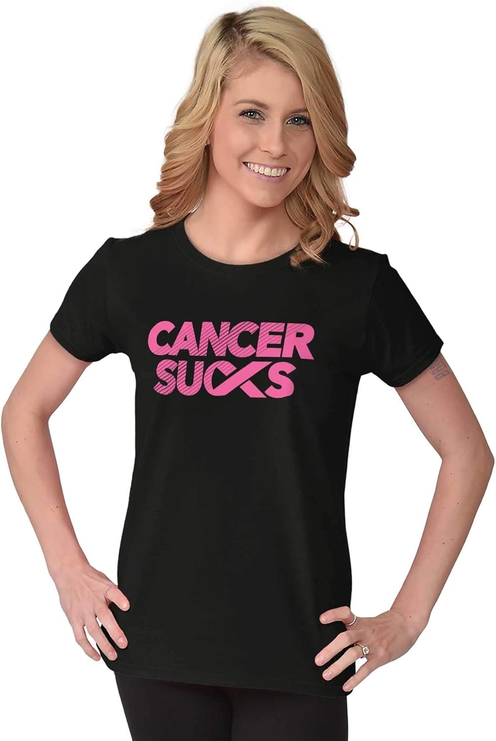 image:imageCancer Sucks Pick Ribbon Warrior Womens Slim Fit Graphic TeeBlack
