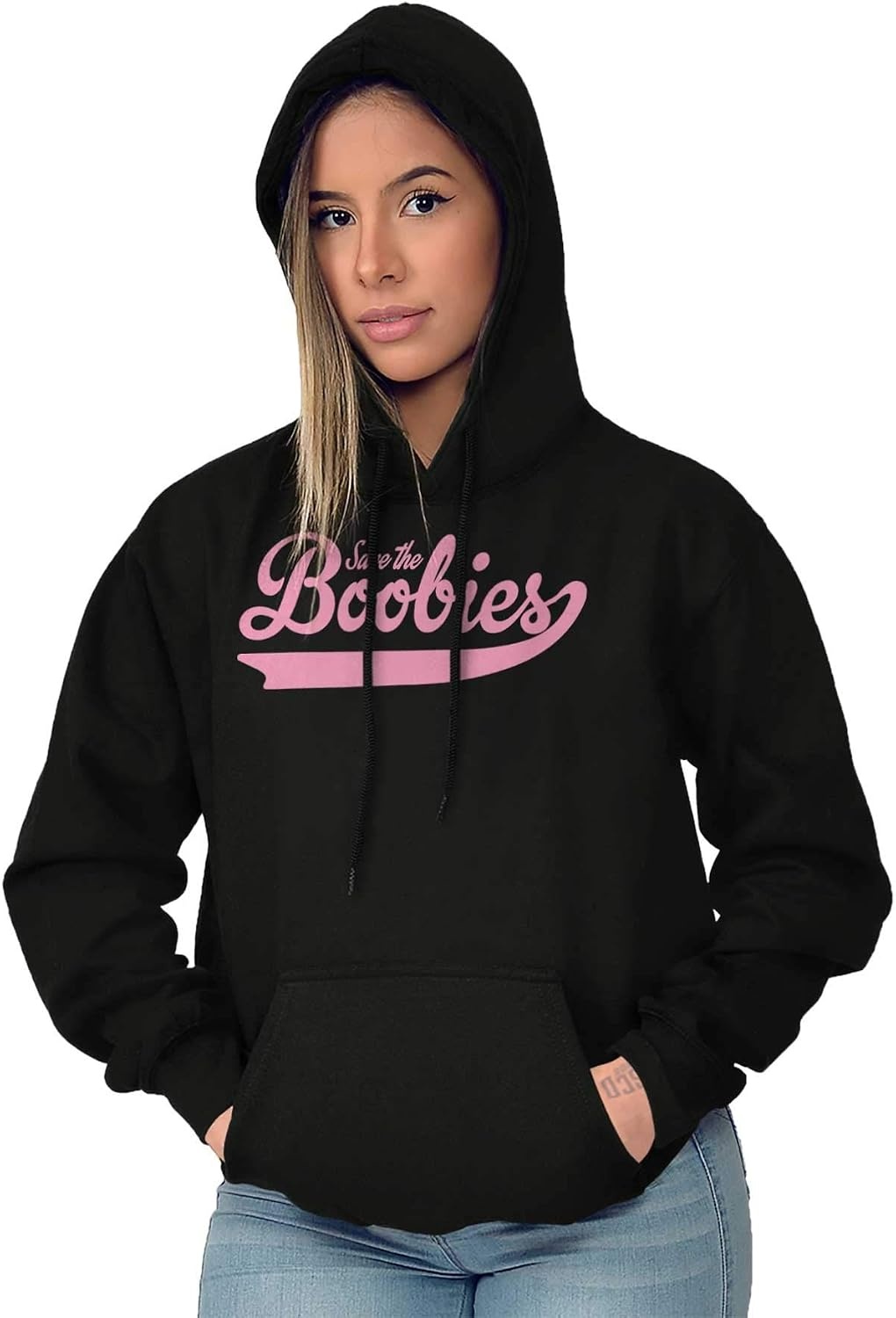 image:imageClassic Teaze Save the Boobies Breast Cancer Aware Hoodie Sweatshirt WomenBlack