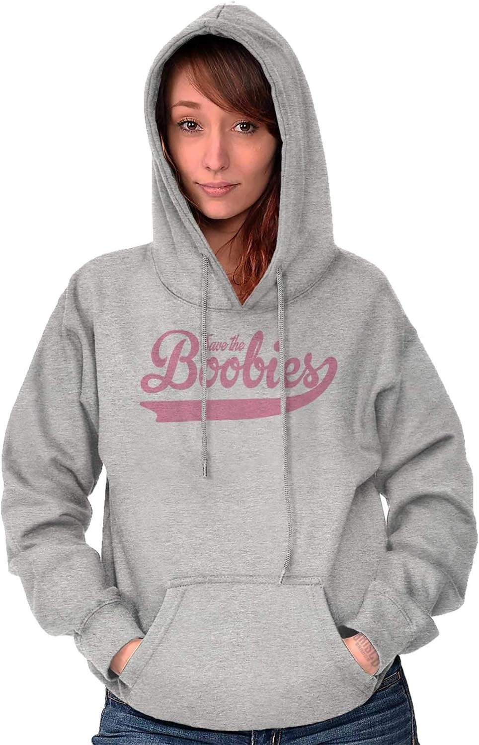 image:imageClassic Teaze Save the Boobies Breast Cancer Aware Hoodie Sweatshirt WomenSport Grey