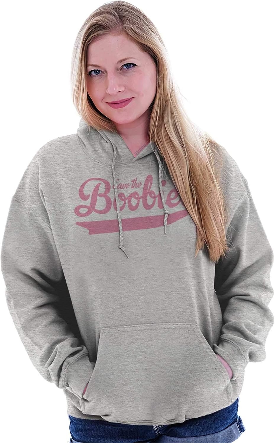 image:imageClassic Teaze Save the Boobies Breast Cancer Aware Hoodie Sweatshirt WomenSport Grey