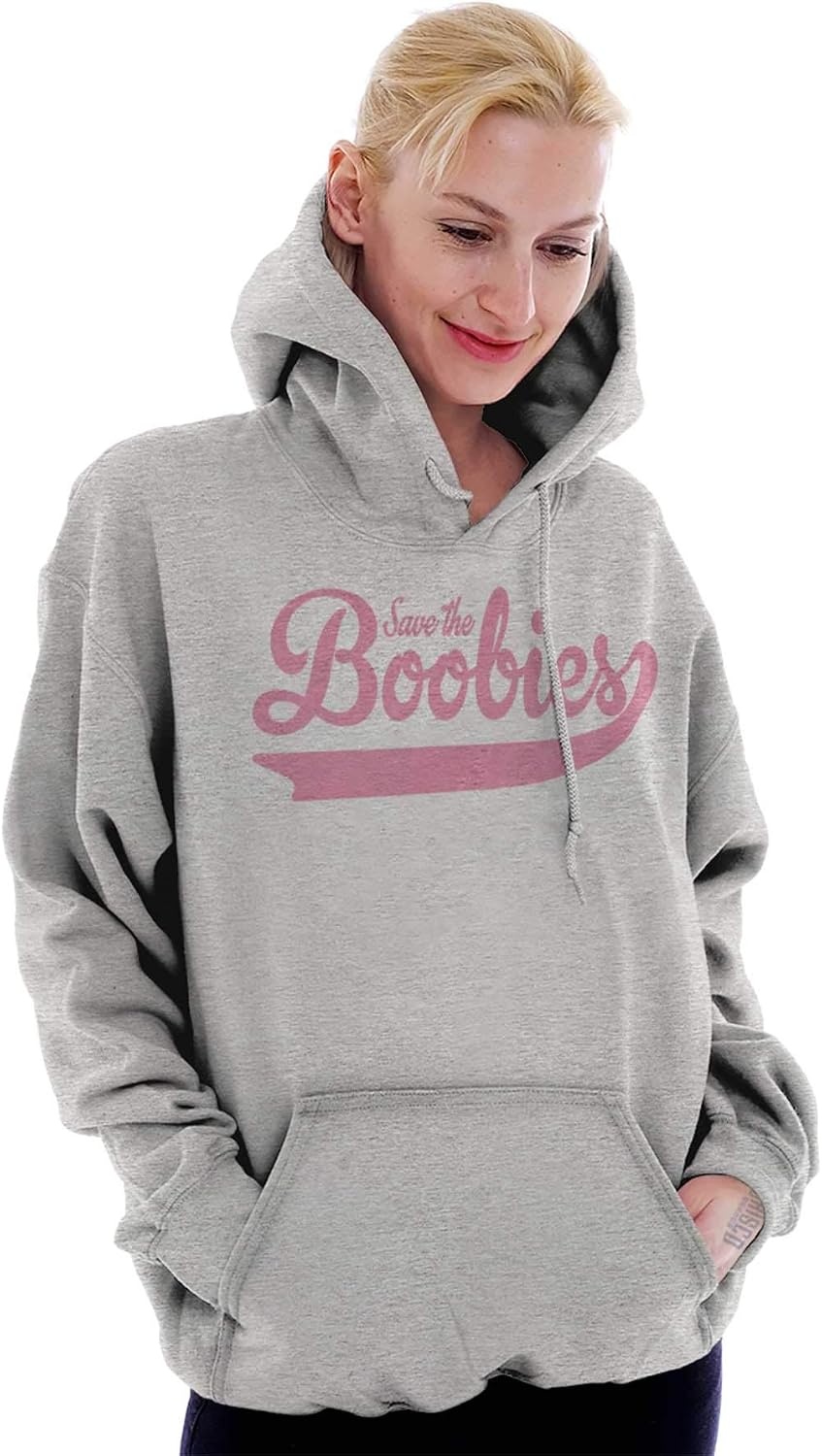 image:imageClassic Teaze Save the Boobies Breast Cancer Aware Hoodie Sweatshirt WomenSport Grey