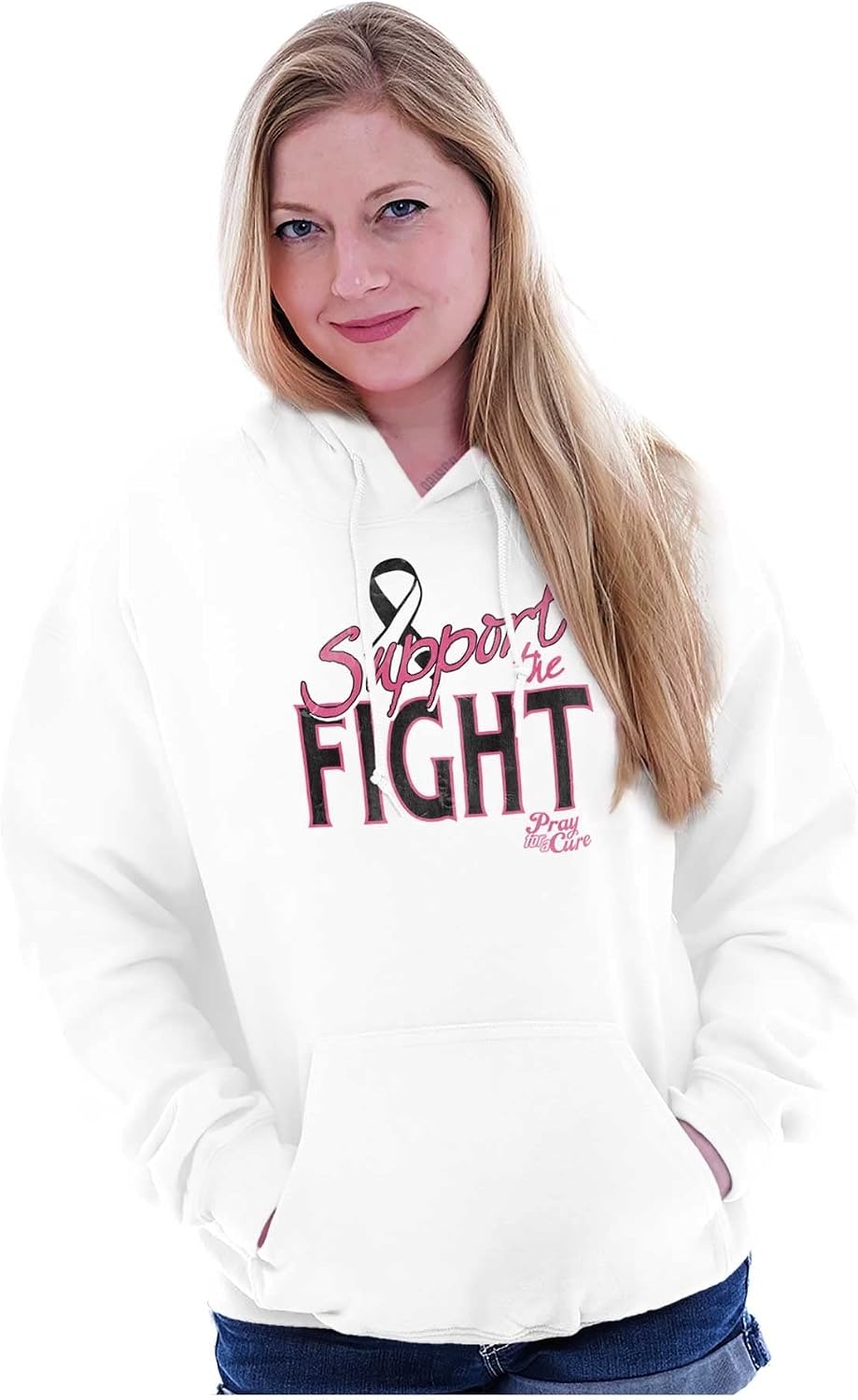 image:imageClassic Teaze Support The Fight Breast Cancer Aware Hoodie Sweatshirt WomenWhite
