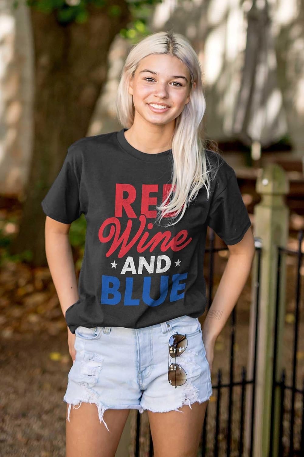 image:imageFunny Wine Drinker USA Flag Drinking Womens Graphic T Shirt TeesBlack
