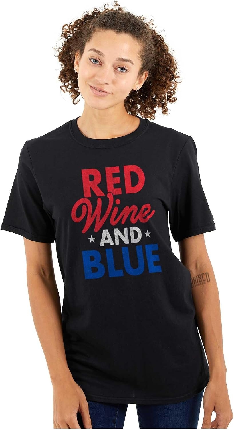 image:imageFunny Wine Drinker USA Flag Drinking Womens Graphic T Shirt TeesBlack