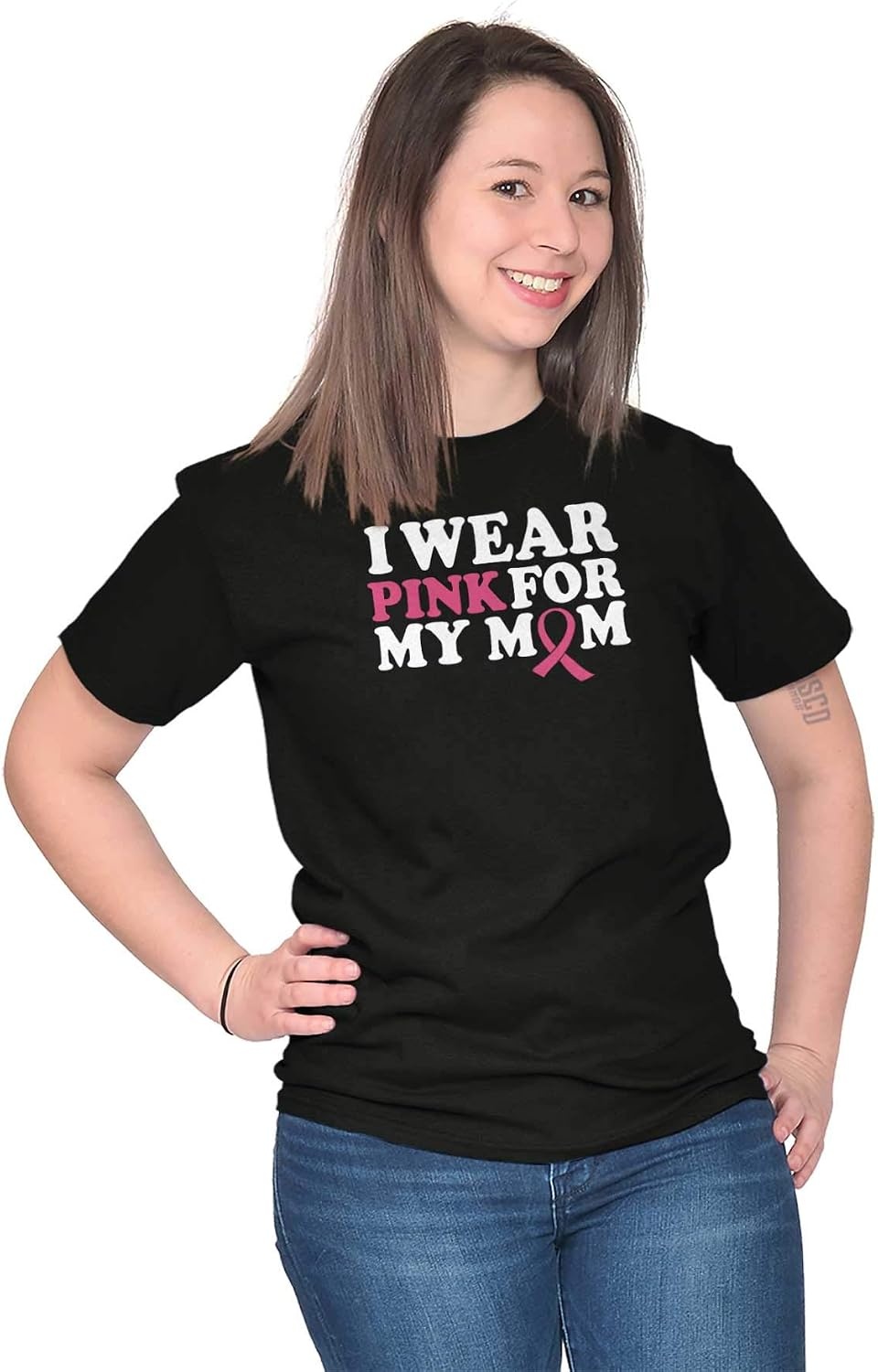image:imageI Wear Pink for My Mom Support Womens Graphic T Shirt TeesBlack