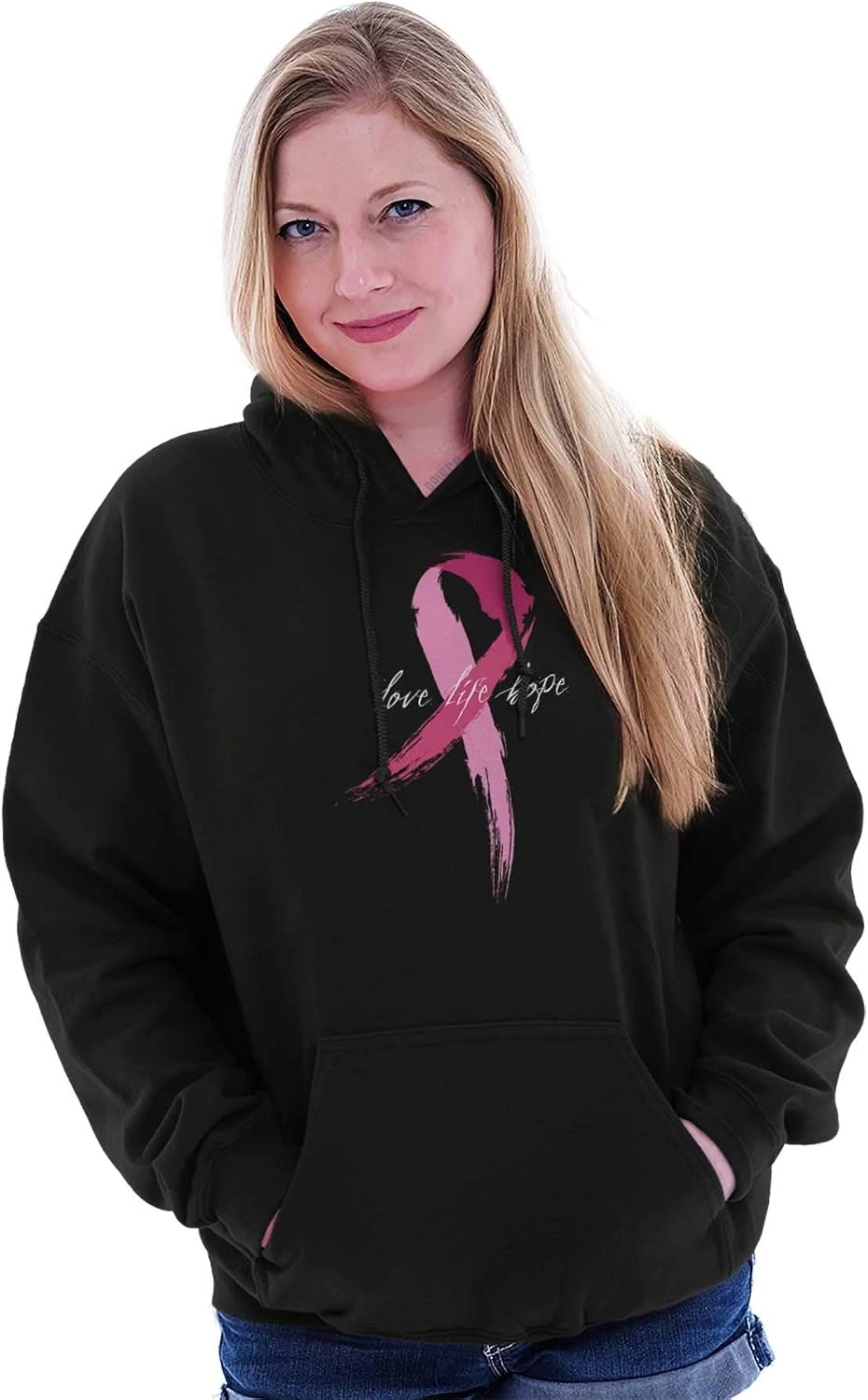 image:imageLove Life Hope Breast Cancer Aware Hoodie Sweatshirt WomenBlack