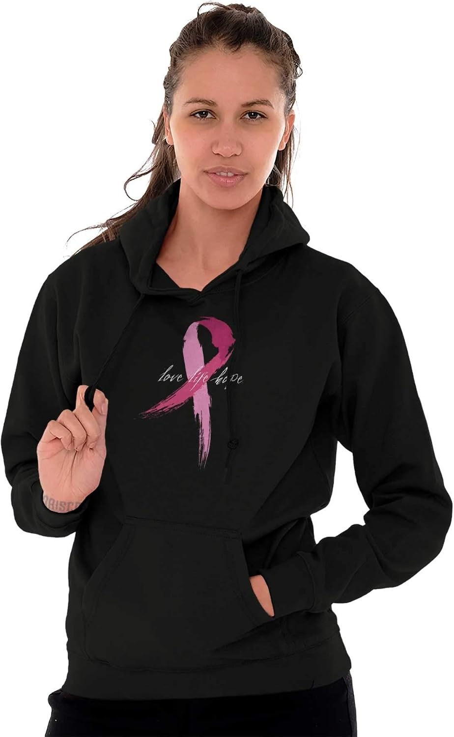 image:imageLove Life Hope Breast Cancer Aware Hoodie Sweatshirt WomenBlack