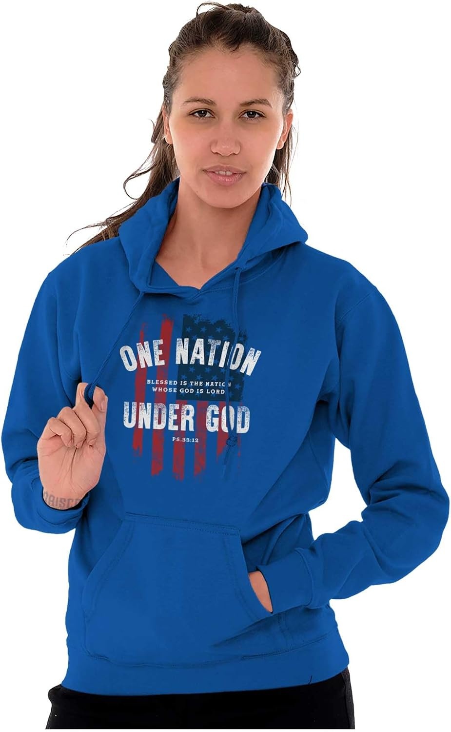 image:imageOne Nation Under God Blessed USA Flag Hoodie Sweatshirt Women MenRoyal