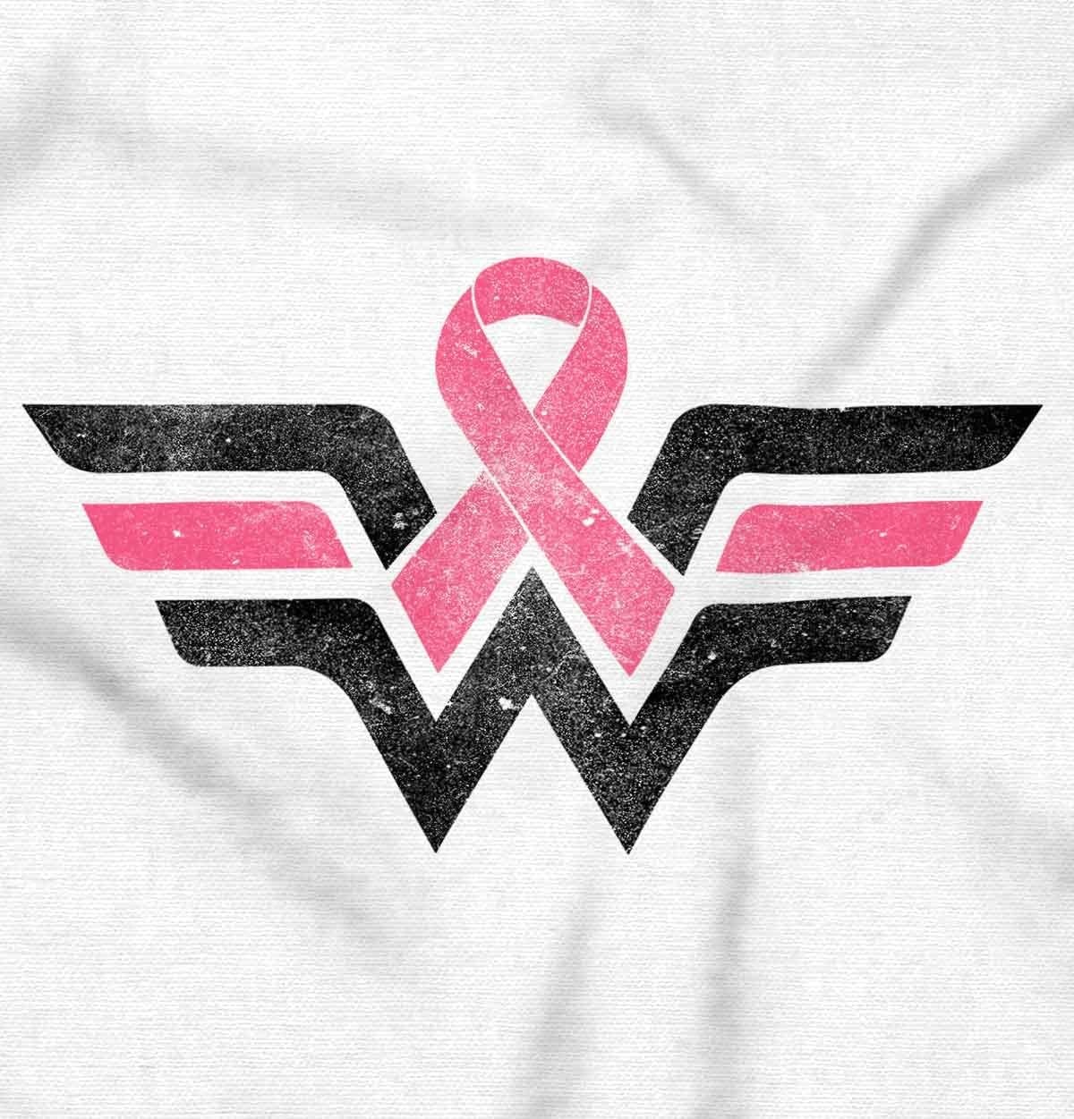 image:imagePink Ribbon Hero Cancer Survivor Womens Slim Fit Graphic TeeWhite
