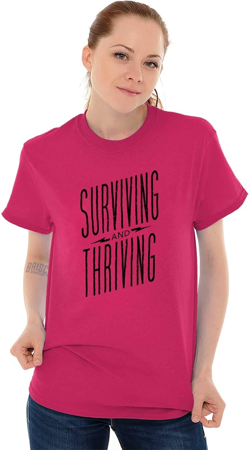image:imageSurviving and Thriving Breast Cancer Womens Graphic T Shirt Tees Heliconia