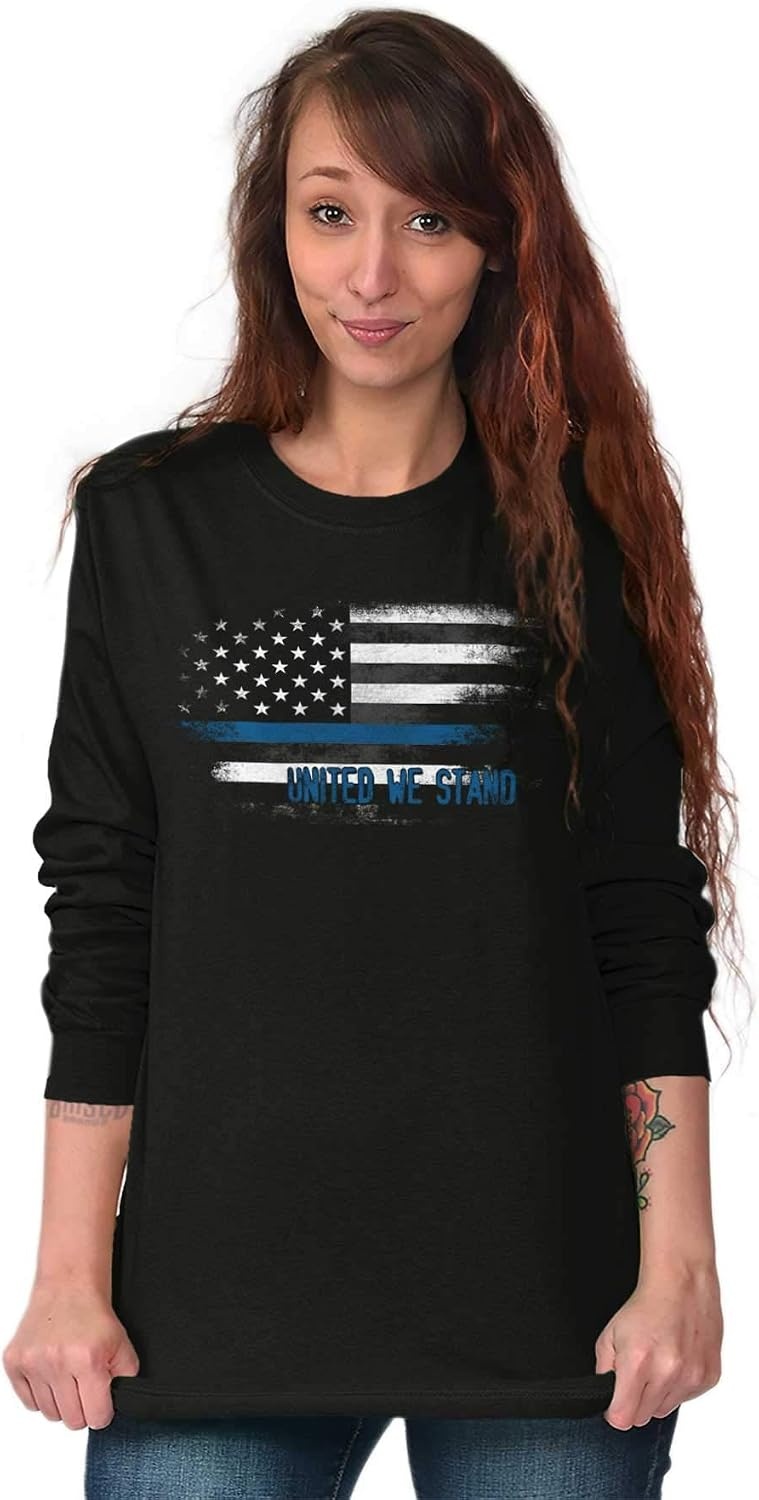 image:imageUnited We Stand Blue Live Matter Flag Long Sleeve Tshirt Men WomenBlack