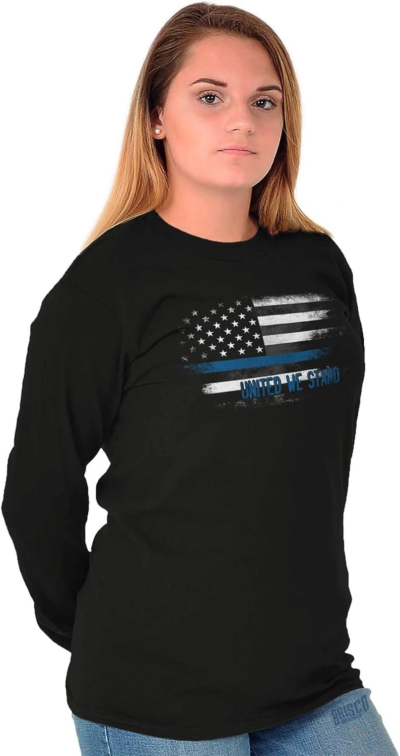 image:imageUnited We Stand Blue Live Matter Flag Long Sleeve Tshirt Men WomenBlack