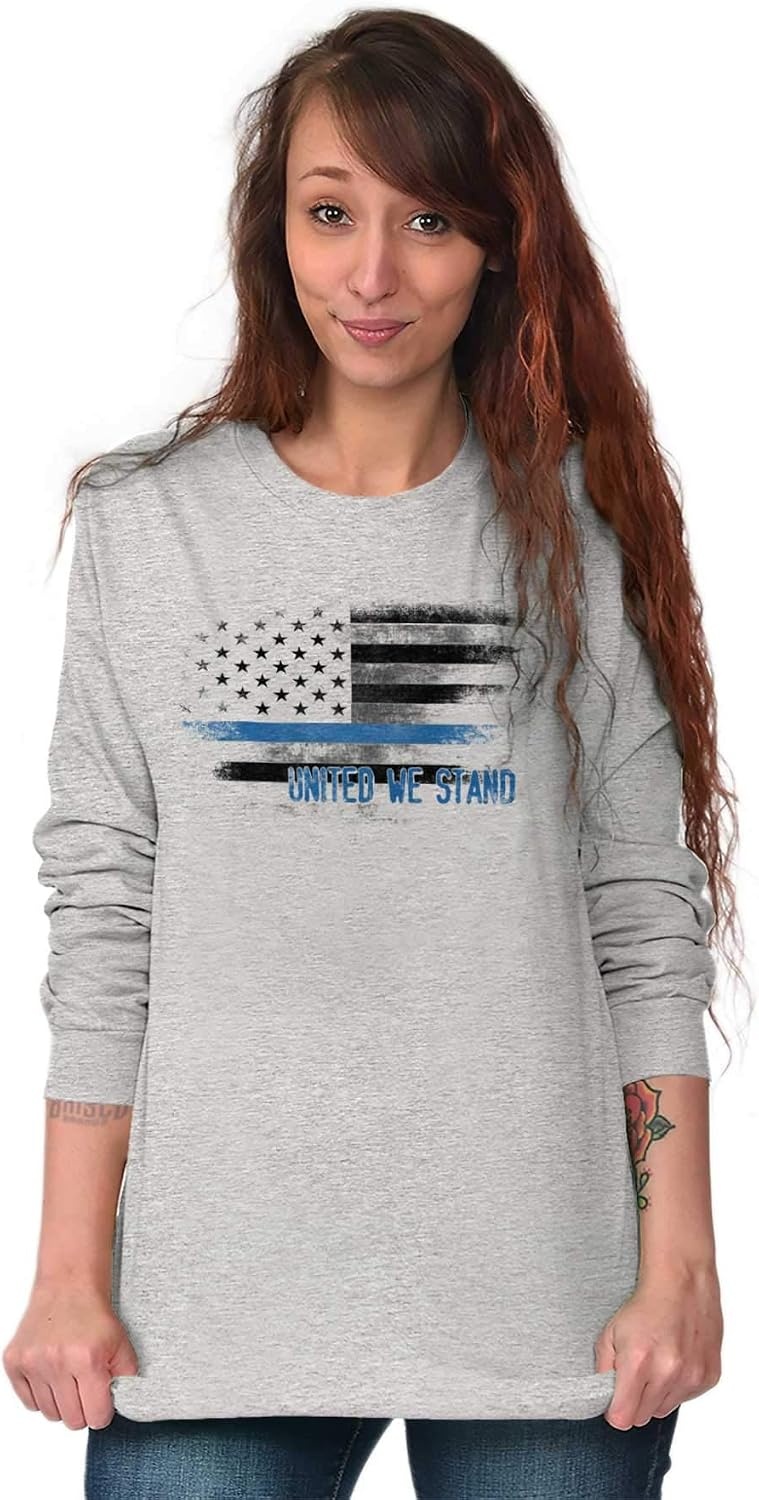 image:imageUnited We Stand Blue Live Matter Flag Long Sleeve Tshirt Men WomenSport Grey