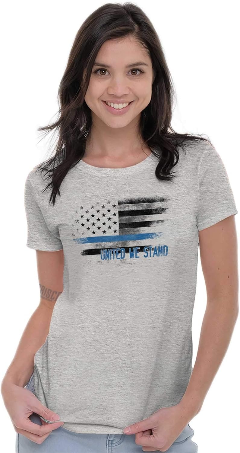 image:imageUnited We Stand Blue Live Matter Flag Womens Slim Fit Graphic Tee