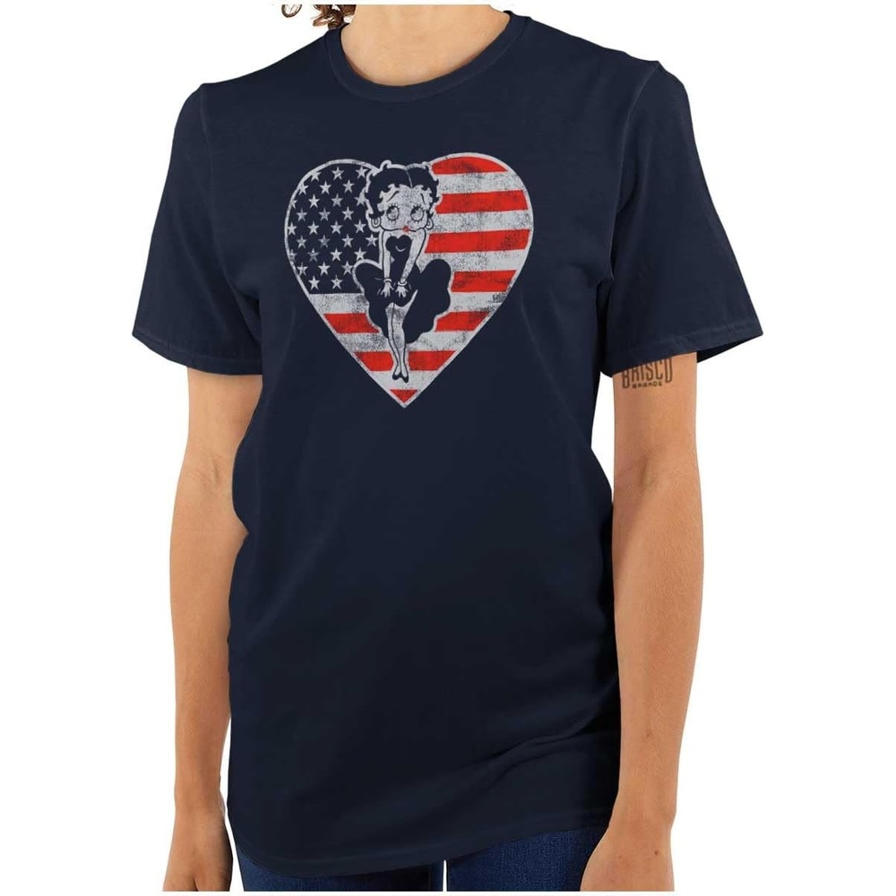 image:imageBetty Boop Heart Patriotic Vintage Womens Graphic T Shirt TeesNavy
