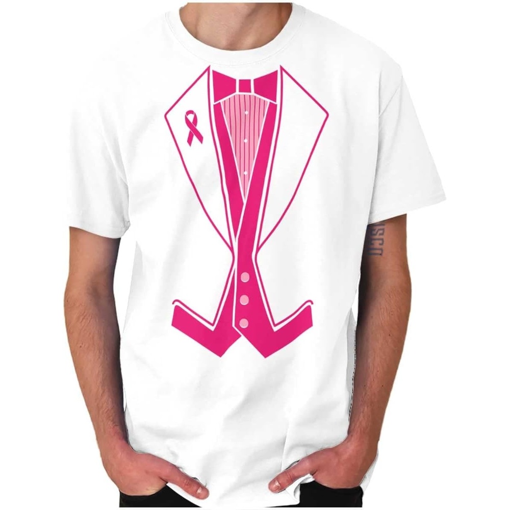 image:imageBreast Cancer Awareness Print Tuxedo Mens Graphic T Shirt TeesWhite