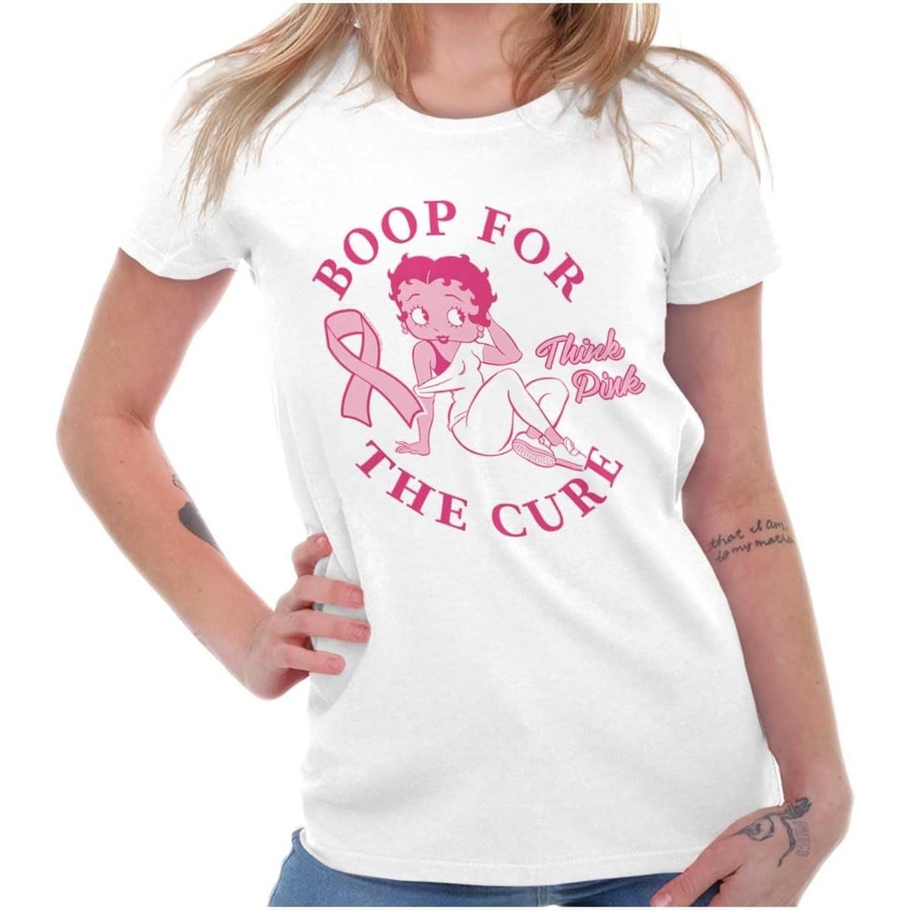 image:imageBreast Cancer Betty Boop for The Cure Womens Slim Fit Graphic TeeWhite