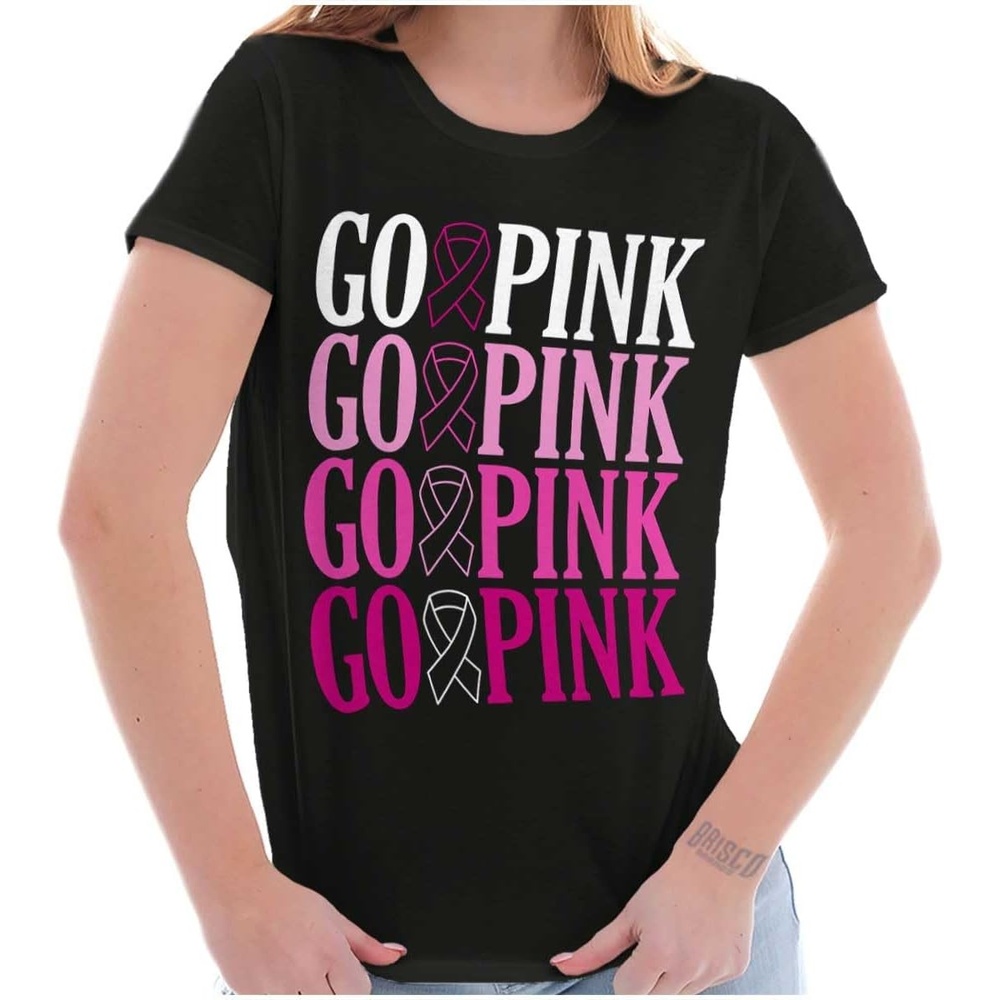 image:imageBrisco Brands Breast Cancer Go Pink Ribbon Gradient Womens Slim Fit Graphic TeeBlack