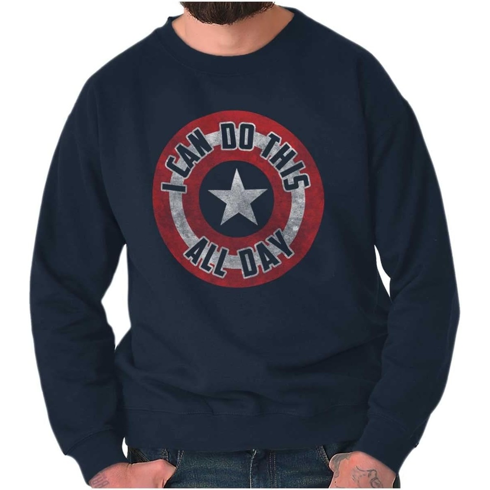 image:imageBrisco Brands I Can Do This All Day Star Shield Sweatshirt for Men or WomenNavy