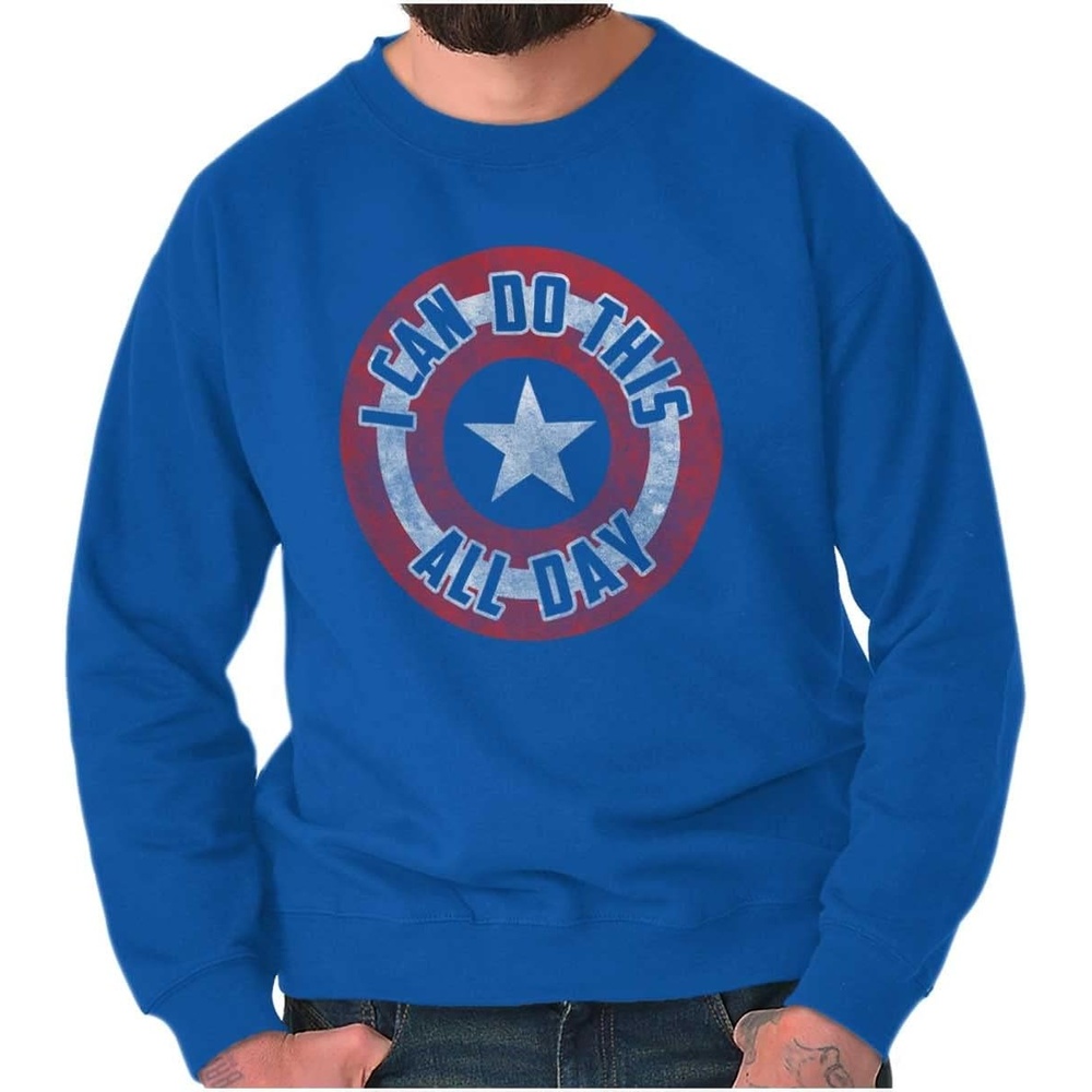 image:imageBrisco Brands I Can Do This All Day Star Shield Sweatshirt for Men or WomenRoyal