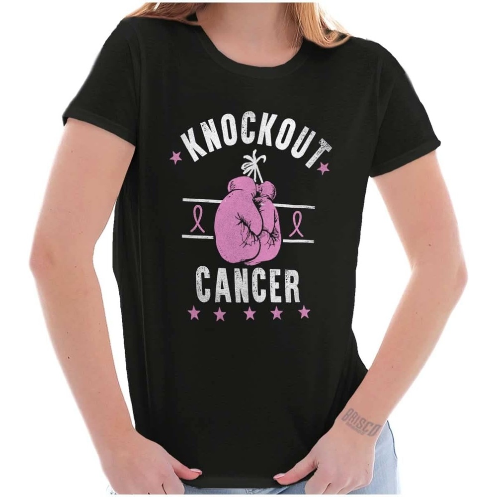 image:imageBrisco Brands Knockout Breast Cancer Womens Slim Fit Graphic TeeBlack