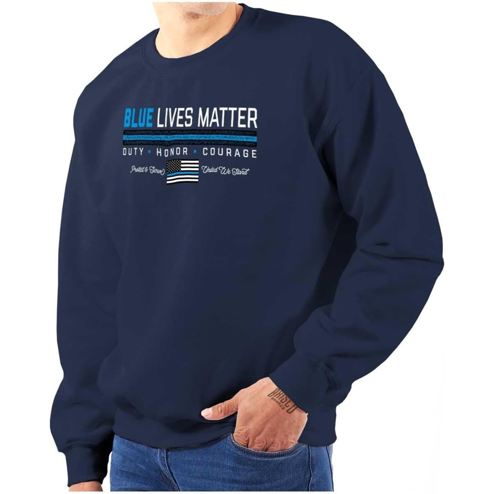 image:imageBrisco Brands Thin Blue Line Lives Matter Police Sweatshirt for Men or WomenNavy