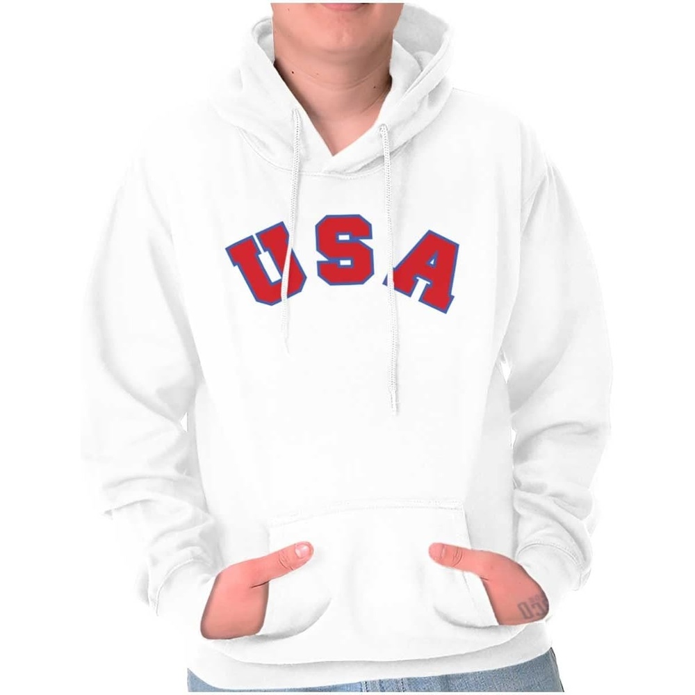 image:imageBrisco Brands USA United States Patriotic 4th July Hoodie Sweatshirt Women MenWhite
