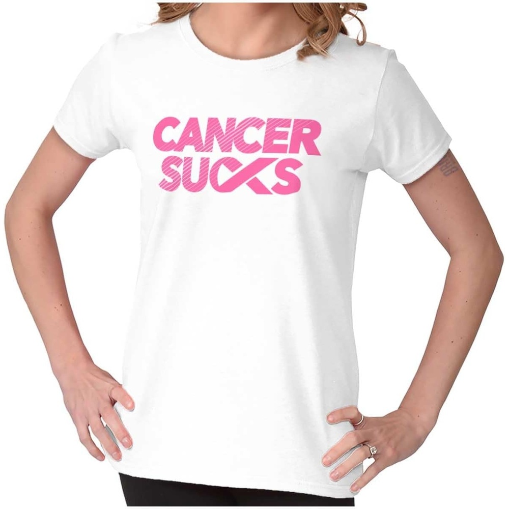 image:imageCancer Sucks Pick Ribbon Warrior Womens Slim Fit Graphic TeeWhite