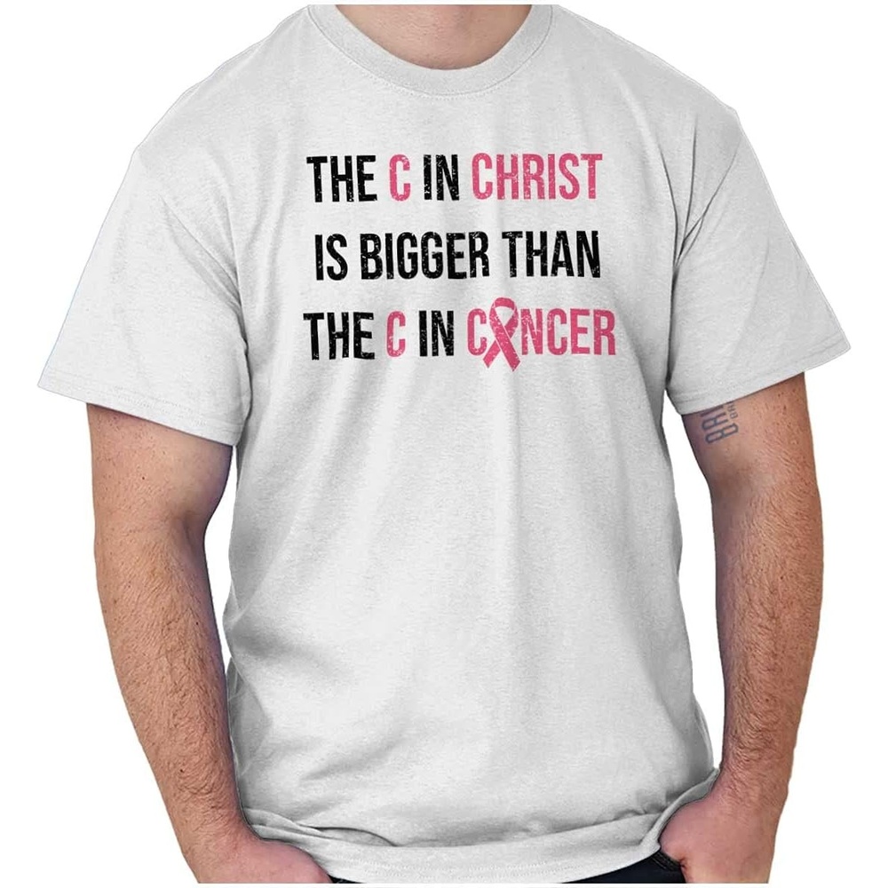 image:imageChristian Pink Ribbon Breast Cancer Womens Graphic T Shirt TeesWhite