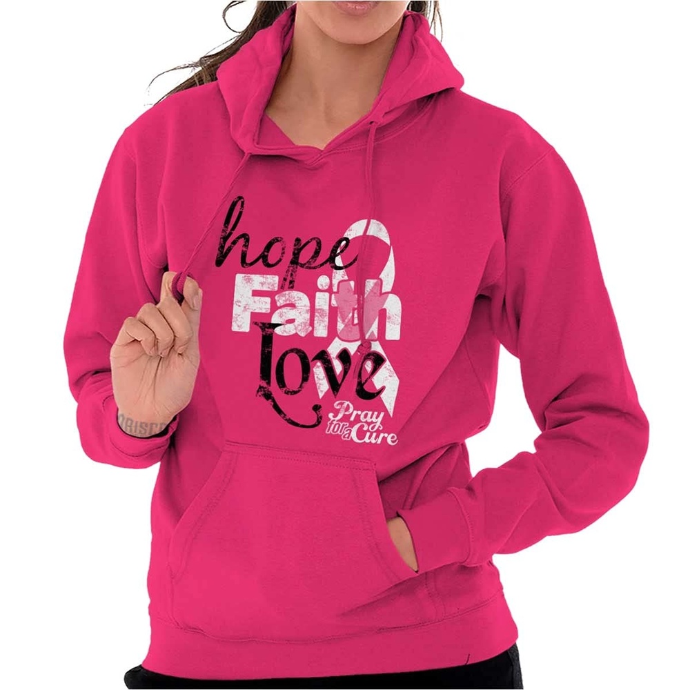 image:imageClassic Teaze Hope Faith Love Breast Cancer Support Hoodie Sweatshirt Women Heliconia