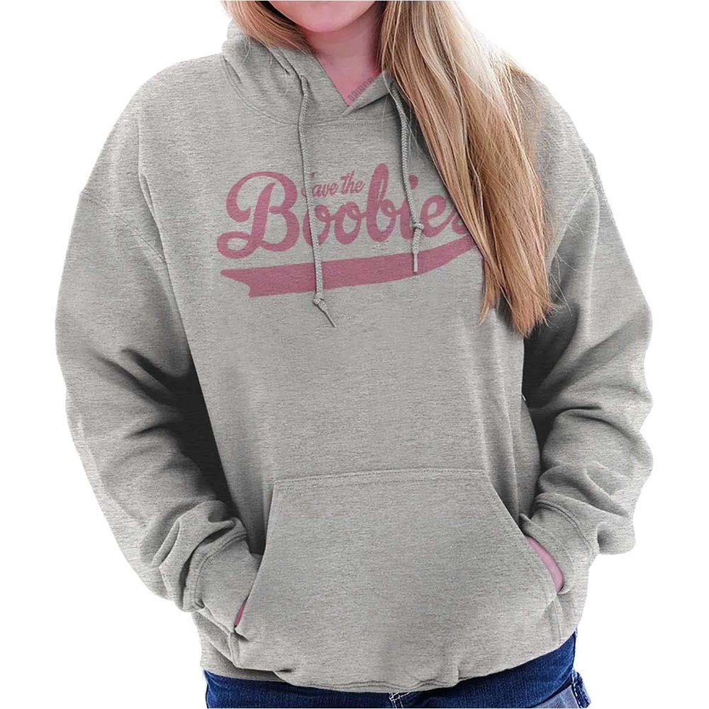 image:imageClassic Teaze Save the Boobies Breast Cancer Aware Hoodie Sweatshirt WomenSport Grey