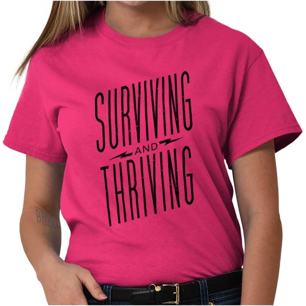image:imageSurviving and Thriving Breast Cancer Womens Graphic T Shirt Tees Heliconia