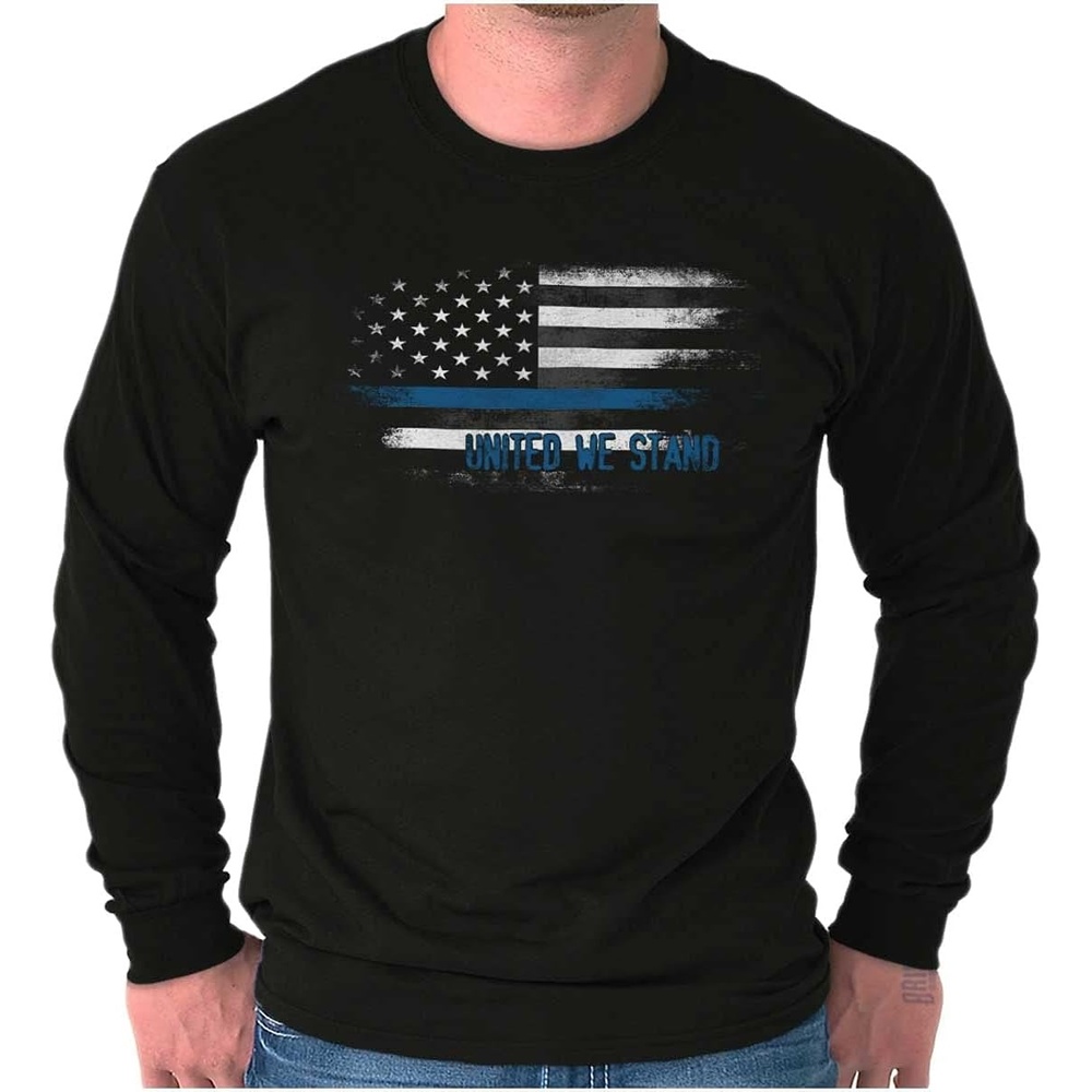 image:imageUnited We Stand Blue Live Matter Flag Long Sleeve Tshirt Men WomenBlack