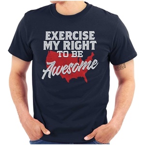 America USA Right to Be Awesome Funny Graphic T Shirt Men or Women(Navy)