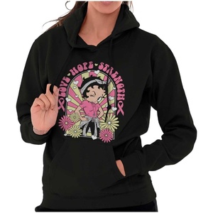 Betty Boop Breast Cancer Positivity Hoodie Sweatshirt Women(Black)