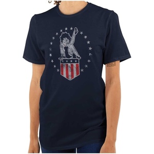 Betty Boop Vintage Pin Up Flag Womens Graphic T Shirt Tees(Navy)