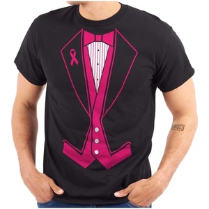 Breast Cancer Awareness Print Tuxedo Mens Graphic T Shirt Tees(Black)